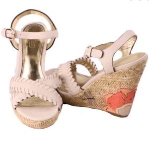 Coach Wedge Sandals with Boho Embroidered Flowers